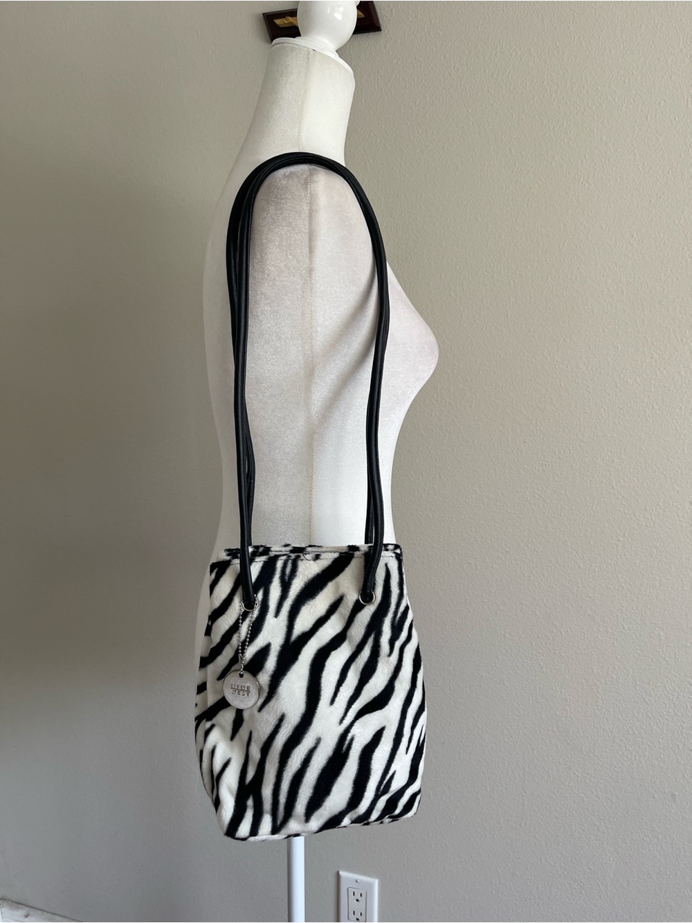 Nine West Black and White Zebra-Print Shoulder Bag